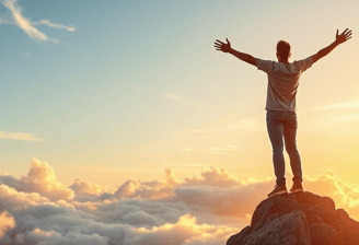 a man standing on top of a mountain