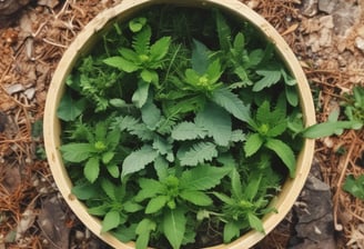 white and green floral round wall decor