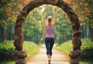 A stack of hardcover books is neatly arranged on an orange-brown armchair. The titles are visible and include topics related to self-help and personal development. The background shows a blur of greenery, suggesting a cozy indoor setting.