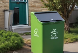 A robotic outdoor sweeper is positioned on a wooden deck surrounded by lush green trees. The machine is labeled with #ROBOCLEANING and appears to be designed for outdoor maintenance.