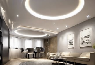 brown wooden table beside gray wall