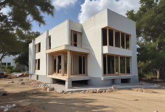 a house being built into a house with a large window