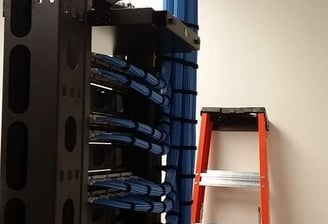 server rack with manged cables 