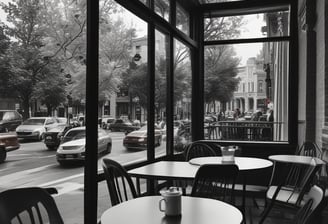 A cozy bakery with a variety of breads and pastries displayed in a glass case. The interior features wooden accents, chalkboard menus, and hanging pendant lights. Sunlight streams through large windows, creating a warm and inviting atmosphere.