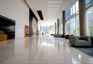An immaculate office foyer after a deep clean from Bryte Cleaning