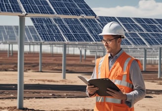 A person is setting up a solar panel with the branding 'Newpowa' visible in bright green text on a gray background. The panel is being placed on a sandy surface.