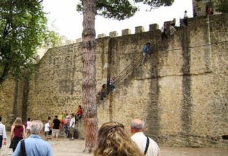 Lisbon - A stairway leading to a walkway on the exterior wall for defense