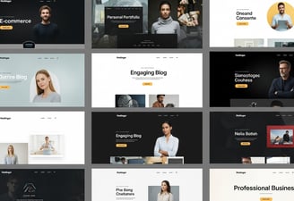 Collage of diverse, modern Hostinger website templates for e-commerce, portfolios, blogs, and busine
