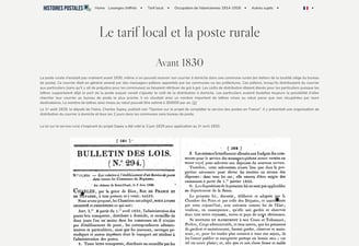 Le tarif local 1830-1878