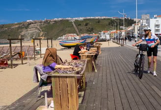 Drying fresh catch of the day. Nazare, Portugal