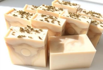 handmade soap with botanicals on top