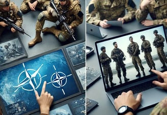 Soldados planeando estrategia con una computadora.