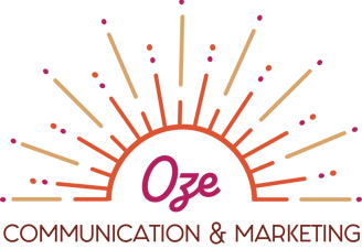 Logo Oze Communication & Marketing orné d'un demi soleil