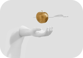 a person holding a golden apple in their hand
