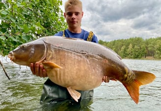 Karpių žuklė ilgio ežere su Renmar Baits boiliais