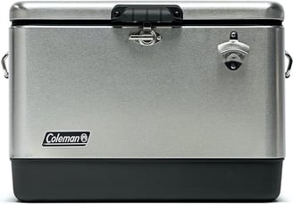 Coleman Reunion Premium Insulated Portable Cooler, Leak-Resistant 54qt Steel Belted Cooler with Heavy-Duty Latch, Handles, Dr