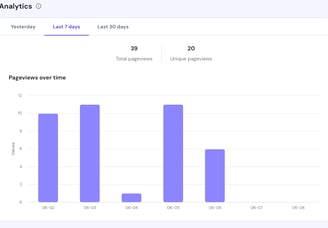 Screenshot image of site analytics clients receive with their website.