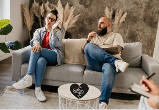 A couple talking at couples therapy sesssion