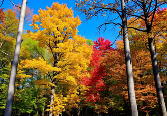 various maple trees with autumn colored leaves