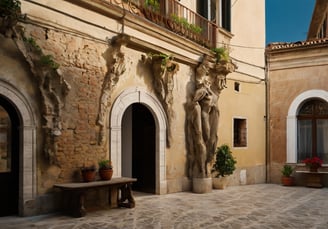 Fotografia de um escultura da entrada de uma galeria