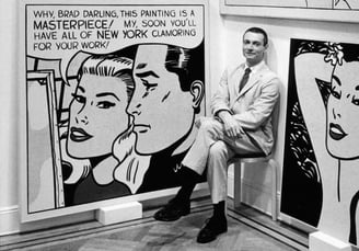 Imagem do artista Roy Lichtenstein, em seu ateliê