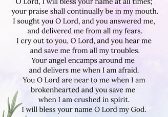 prayer for when you are afraid and need deliverance from fear - psalm 34