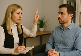 psicóloga haciendo EMDR a un paciente