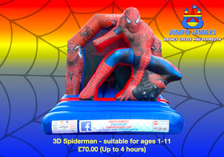 3D Spiderman Bouncy Castle Hire Plymouth - Jumpin Janners