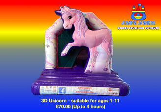 3D Unicorn Bouncy Castle Plymouth