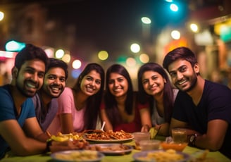 a group of friends enjoying a meal in Mumbai