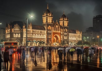 a large building with a lot of people walking around in Mumbai