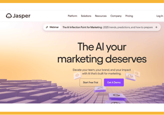 the home page of Jasper Ai website