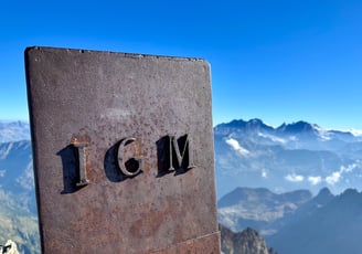 On the summit of Monte Disgrazia, with Piz Bernina in the background. Valmasino - Italy
