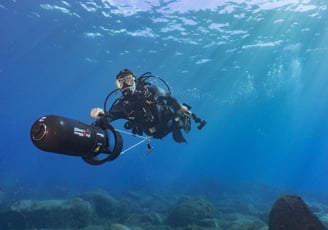cruising in style with underwater scooter