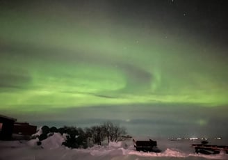 Aurora borealis or  Northern Lights near Selfoss, Iceland