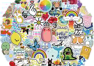 a circle of stickers with various stickers