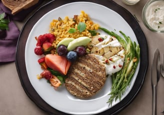 white and red ceramic bowl with food