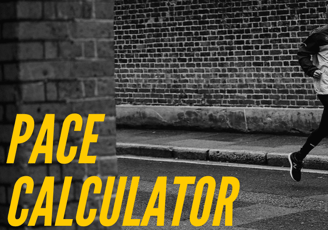 a photo of two runners with oversized text that read "Pace Calculator"