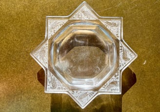 a glass bowl with a glass bowl of water
