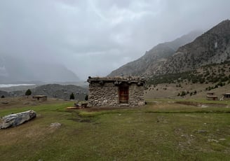 a hut in the mountains