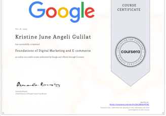 a certificate certificate for a course in google search engine