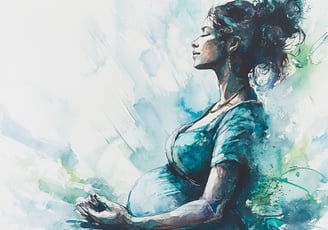 Hypnobirthing 4 week course graphic with calming colours and soft watercolour design