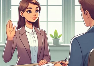 a woman in a suit and tie is sitting at a desk