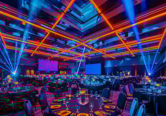 futuristic theme with advanced lighting in a great grand ballroom