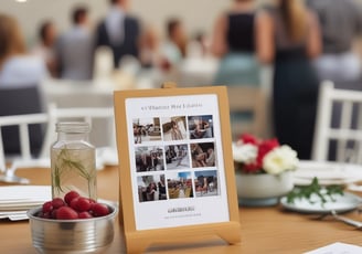 brown wooden photo frame on white folding chairs