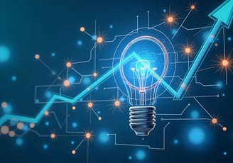 a lightbulb with and arrow going up. depicting the strategic breadth of enablement