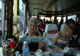 Tracey Billington on the river Li cruise, Guilin, China