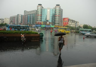 Nick and Tracey Billington the streets of the city of Guilin, China