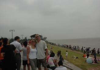 Nick and Tracey Billington in Hangzhou waiting for the total solar eclipse, China