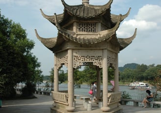 pagoda by the river in Guilin, China